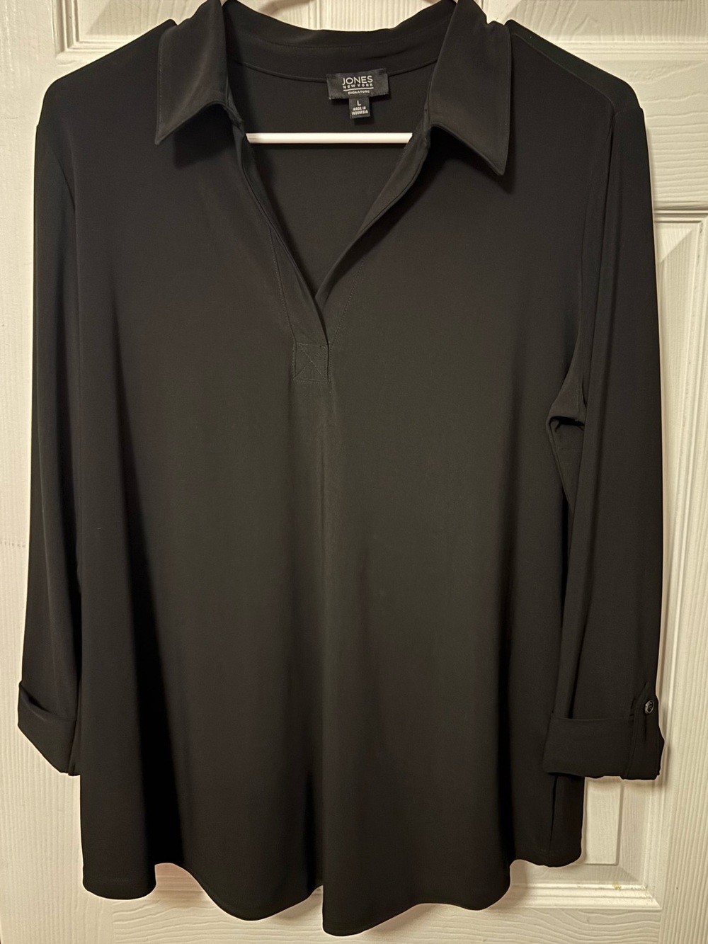 Jones New York Black Collared Long-Sleeve Tunic
